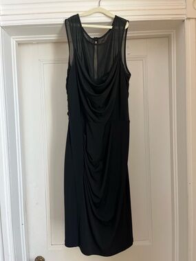 Max & Cleo Black Sleeveless Draped Midi Dress